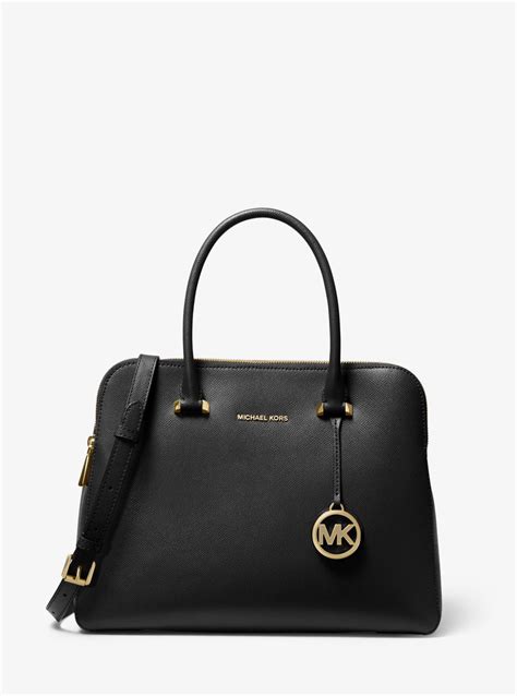 Michael Kors Houston Medium Crossgrain Leather Satchel